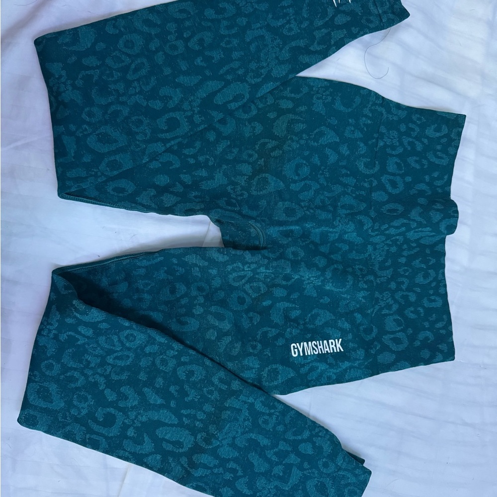 Gymshark Blue Leggings with Textured Print